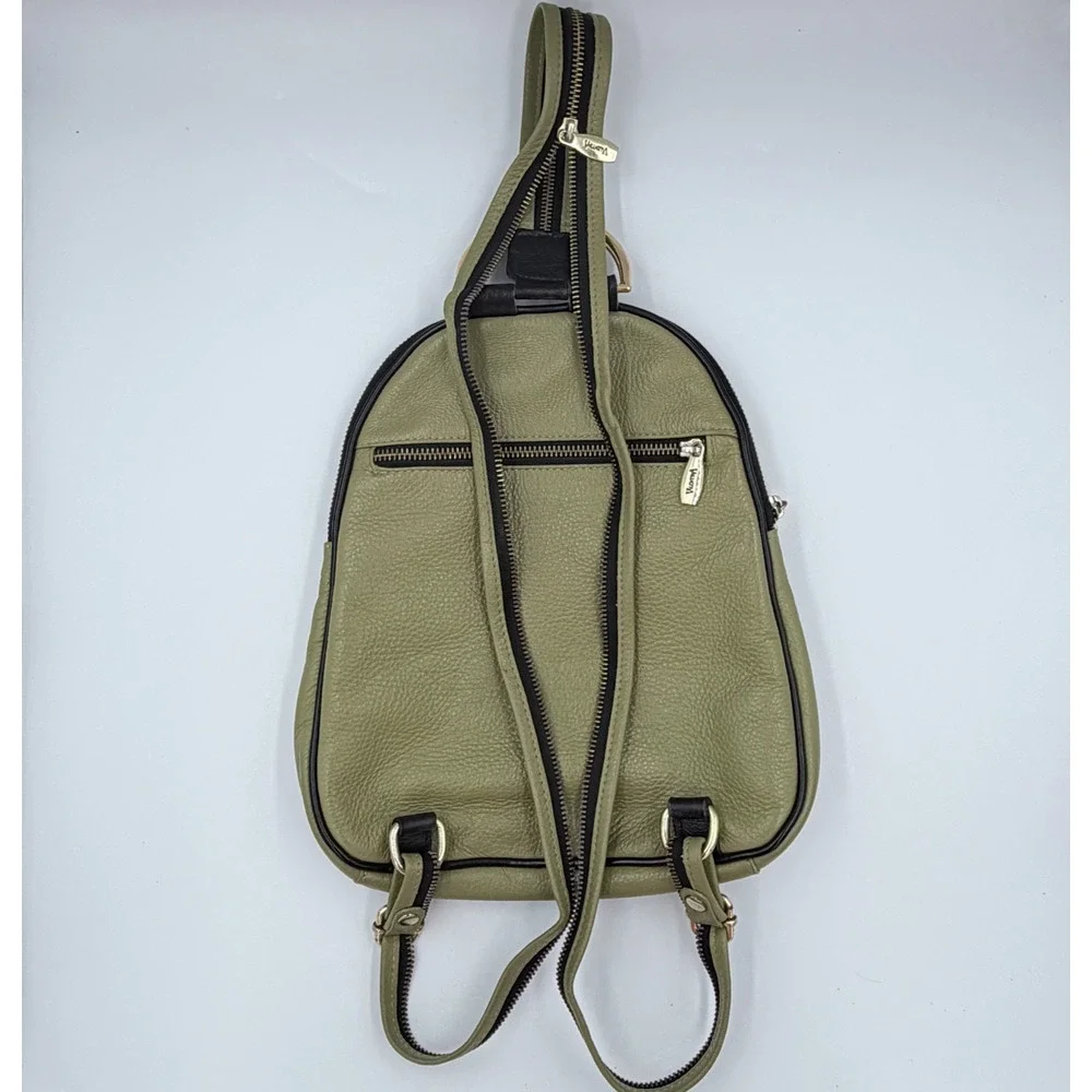 Valentina Women's Pebbled Leather Mini Backpack Green y2k